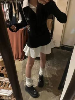 2026 New Preppy Style Fake Two Pieces Mini Knitted Shirts Dress Women Gyaru 2000s Aesthetic Vintage Long Sleeve One-Piece