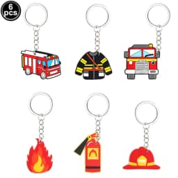 Fireman Cake Topper Cupcake Toppers Fire Hydrant Truck Firefighter Helmet Theme for Kids Boy Girl Happy Birthday Cake Decoration
