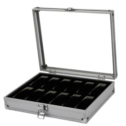 Aluminum Structure Watch Storage Box 12 Grid Slot Jewelry Display Square Case Suede Inside Rectangle Watch Holder for Organizing