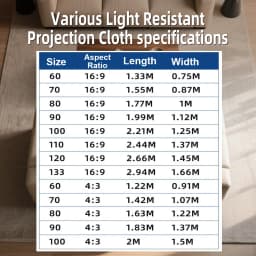 Universal Projector Screen 80/100/120 Inches Portable Foldable Stand Wrinkle-Free Quick Setup for Home Outdoor Movie Accessories