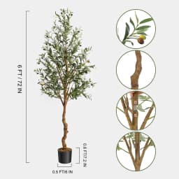 2pcs Artificial Olive Tree 120/150cm Tall Faux Silk Olive Trees Fake Potted Tree for Indoor Home Office Living Room Decor
