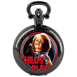 Creative Horror Design Glass Dome Quartz Pocket Watch Necklace Pendant Clock Vintage Men Women Kids Gift Clock Halloween Gift