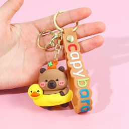 Capybara Keychain PVC Soft Key Accessories Cute Party Gifts for Christmas for Boys and Girls Key Buckles Metal