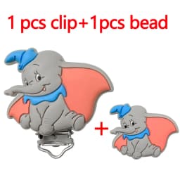 2pcs/set Silicone Cartoon Animal Pacifier Clip Molar Bead DIY Pacifier Chain Jewelry Accessories