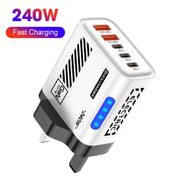 240W GaN 5 in 1 Desktop Charger USB C PD QC 3.0 Fast Charging Charger For MacBook iPhone 17 16 15 Pro Samsung Xiaomi EU US Plug