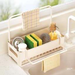 Space-Efficient Kitchen Sink Caddy: Multi-Use Drain Rack & Detachable Holder for Dish Sponges, Cloths, Brushes | Easy to Clean