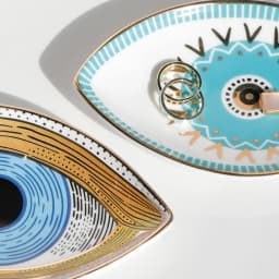 1pc Ceramic Jewelry Storage Tray, Unique Eye Design Desktop Organizer For Rings, Earrings, Keys, Ceramic Evil Eye Trinket Plate