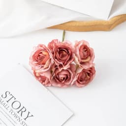 6Pcs Artificial Flowers Wedding Mini Bouquet Wreath Scrapbooking for Home Christmas Decor Diy Holiday Accessories Silk Tea Rose