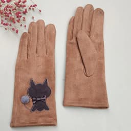 Winter Female Single Layer Warm Cashmere Full Finger Button Cycling Mittens Women Suede Leather Touch Screen Driving Gloves J23