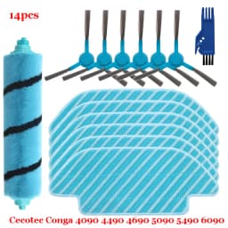 For Cecotec Conga 4090 4490 4690 5090 5490 6090 Robot Vacuum Cleaner Side / Soft Roller Brush Mop Cloth Rags Wheel Accessories