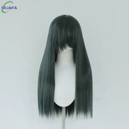 Very High Quality 400g 48 Colors 24Inch 60cm Long Straight Cosplay Wig With Bangs Heat Resistant Hair Anime Wigs + Wig Cap