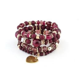 4pcs/set Boho Strand Bracelets For Women Crystal Beads Bracelets Heart Letter Elastic Bangles Wristband Yoga Jewelry Gifts A-