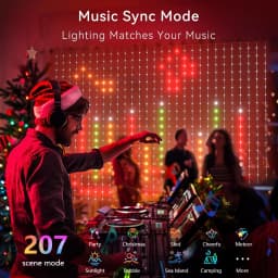 Christmas Smart Curtain Lights, RGBIC String Lights with App Control, Music Sync, DIY Patterns and Timer for Window Party Decor