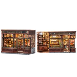 CUTEBEE Book Nook Kit 3D DIY Dollhouse with LED Light Bookshelf Insert Street Shop Series Miniature Model For Home Party Decor