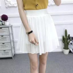 Summer 2026 Korean Style  Floral Chiffon High Waist Elastic Slimming Skirt Pants Half Body Cute Style Casual Print Skirt
