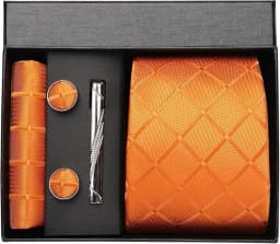 Luxury 8CM Men Silk Necktie Plaid&Check Ties Pocket Square Cufflink Tie Clip Gift Box Set For Man Groom Formal Business Jacquard