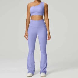 Women Yoga Set 2 Piece High Elastic Slim Fit High Waist Leggings Gym Tops Tummy Control Booty Lifting Workout Activewear