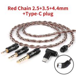 TRN RedChain Earphones Silver-Plated Copper OFC Copper Upgrade Cable with Swappable Connectors 2.5/3.5/4.4 For TRN MT1 MAX TA4