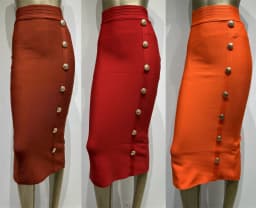 Spring New Women Bandage Skirts Elegant High Waist Midi Calf Gold Buttons Pencil Skirt High Street Office Lady Formal Clothing