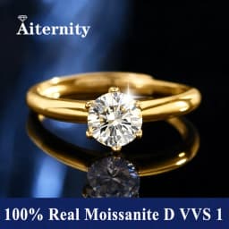 Classic 6 Prong Diamond Ring D Color 1ct Moissanite VVS Round Cut Lab Diamond Ring for Women Engagement Wedding Band Jewelry