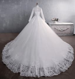Long Sleeve Wedding Dresses Luxury High-neck Classic Zipper Back Ball Gown Plus Size Vestido De Noiva Plus Size