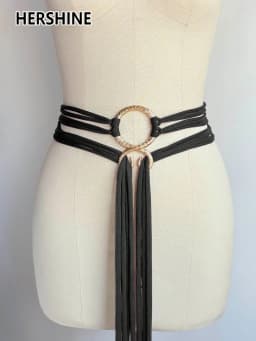 HERSHINE 1-piece women's vintage extra-long rope belt, Viking style,spring,summer, fashionable accessory, Christmas cosplay.
