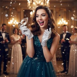 Silver Glitter Mesh Gloves Dance Costume Accessories for Women Party Performance Fashion Handwear
