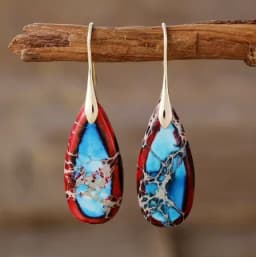 Classy Designer Hook Natural Stone Dangling Huggie Woman Waterdrop Earrings Elegant Gems Jewellery Creative Gifts