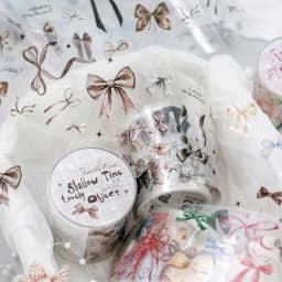 Journal GO 4.5cmx2m Cute Clips Ribbon Bow Patterned Tape Sticker for Collage Junk Journal Craft diy Scrapbook decor Masking Tap