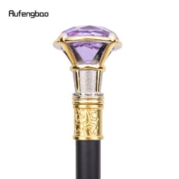 Light Purple Diamond Type Golden White Walking Cane Fashion Decorative Stick Gentleman Elegant Cosplay Cane Knob Crosier 90cm