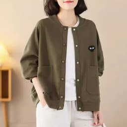 Casual Style plus Size Women's Cardigan Sweatshirt Spring Autumn Fashion Slimming Short Coat for Middle-Aged Mothers
