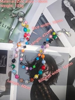 Original DIY Colorful Dice Billiards Chain For Pants Fashionable Men And Women Accessories Y2K Style Multi-Functional Keychain