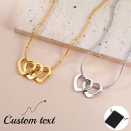Customized Name Date Love Necklace Stainless Steel Personalized Carving Name 1-4 Heart Shaped Love Necklace Couple Family Gift