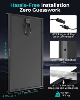 ECOBOSS 100W Solar Panel N-Type 16BB 25.8% Efficiency 100 Watt Solar Panels Monocrystalline Modules for 12V Off-Grid Systems Trailers Campers Boats Farms Cabins and Rooftops