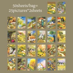 Mr.Paper 50Pcs Prelude to Spring Series Spring Landscape Illustration Memo Pad DIY Journal Scrapbook Collage Decor Craft Supplie
