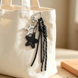 Creative Simple Style Heart-shaped Five-pointed Star Woven Lanyard Keychain Pendant Trendy Bag Charm Accessory