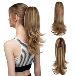 Synthetic Claw Clip In Ponytail Hair Extensions 14 Inch Wavy Hairpiece Fake Blonde Black Hair False Pigtail With Elastic Band
