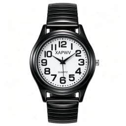 Simple Business Casual Couple's Watch with Elastic Strap and Arabic Numeral Dial, Quartz Watch for Men and Women