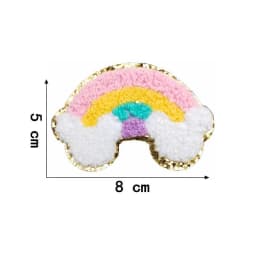 10pcs Set Chenille Self-Adhesive Patches Shiny Glitter Base Lightning Star Rainbow Patch for Bags Hats Jackets Clothing