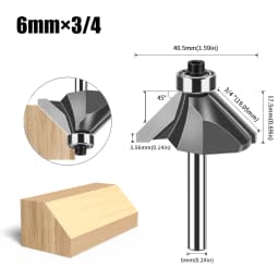 1pc 6mm 12mm Shank 45 Degree Bevel Router Bit Woodworking Milling Router Bit Trimming Machine Carving Router Bit