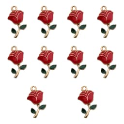10/24Pcs/Pack Romantic Vintage Rose Flower Chaems Alloy Small Pendants for Jewelry Making Findings Crafting Accessories