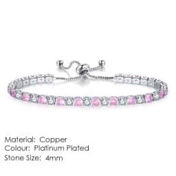 Chic 4mm Round Colorful Crystal Tennis Bracelets Silver Color Adjustable Folding Buckle Chain Bracelet on Hand Fashion Jewelry