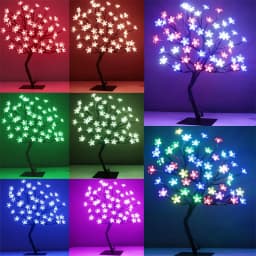 48 LED RGB Cherry Blossom Tree Light with Remote 16 Color LED Artificial Flower Bonsai Tree Table Lamp For Valentine's day Decor