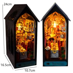 DIY Book Nook Insert Kits Wooden DollHouse Building Toys Magic House Casa Bookend With LED Lights Bookshelf Home Decoration Gift