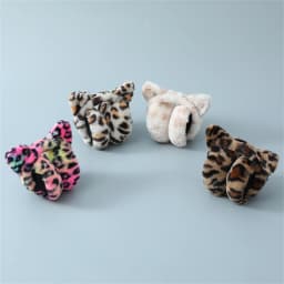 Leopard Foldable Leopard Print Earmuffs Winter Warm Thickened Ear Cover Women Windproof Frostproof Earlap Simple Plush Hairband
