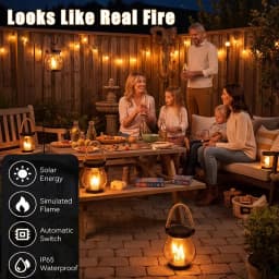 Outdoor Waterproof Solar Flame Lamp with Type-C Charging Simulation Flickering 3D Flame Solar Rope Hanging Light for Patio Decor
