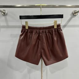 Women's Fashion Basic PU Leather Four Corner Pockets Comfortable Shorts New Versatile Black Short Pants