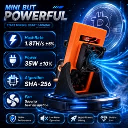 Upgraded Version Gamma 602 Bitcoin Miner 1.8TH/s SHA256 Home Mining ASIC Crypto Machine SOLO Lottery Miner for Digital Currency