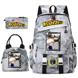 My Hero Academia Anime Print School Backpack Set for Girls Casual Lightweight Student Bookbag with Lunch Bag Pencil Case