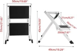 Step Stool, 1-2-3-4 Steps, Lightweight Step Ladder with Handrail, Folding Ladder with Non-Slip Platform, Maximum Load 150kg